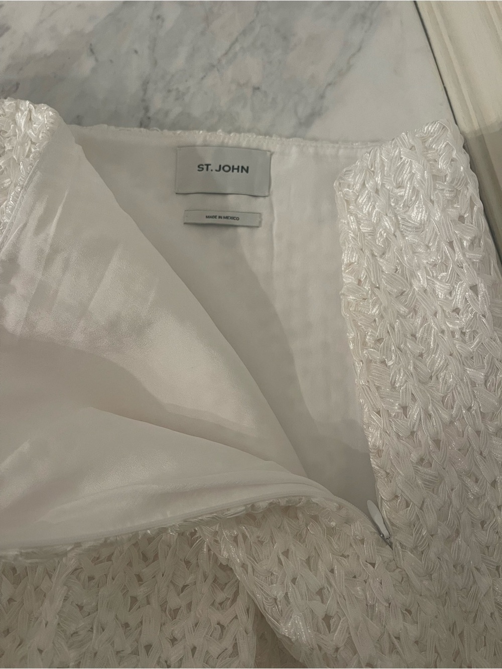 St. John Ivory Textured Knit Mini Skirt